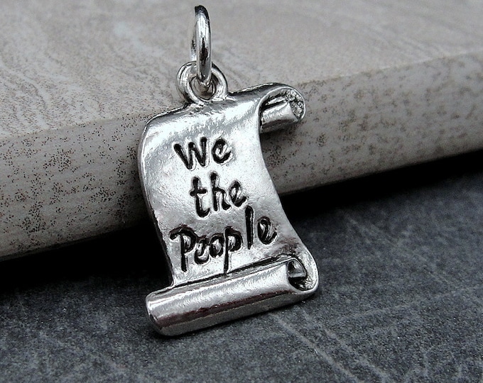 USA Constitution Charm - Silver We the People Charm for Necklace or Bracelet - United States Charm - History Charm - Bill of Rights Charm