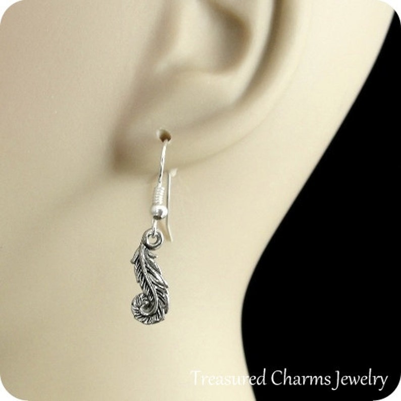Tiny Silver Feather Earrings, Silver Plated image 2