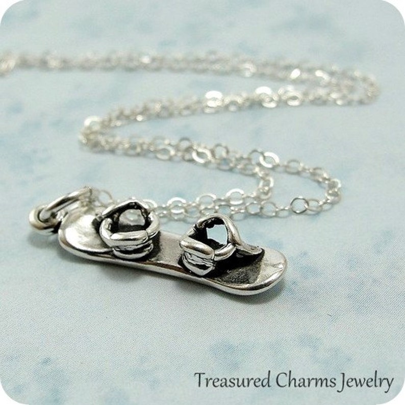 Snowboard Charm Pendant Bracelet With Carabiner - 33mm Silver Plated Metal Charm, Winter Sports Jewelry, Handmade In Berlin - View #5