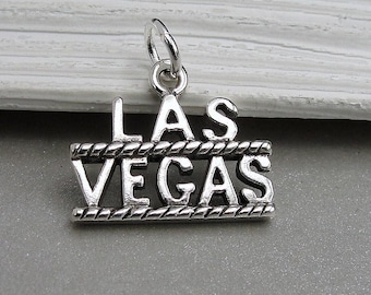 Las Vegas Charm, 925 Sterling Silver Vegas Casino Charm for Necklace or Bracelet, Gambling Charm, Nevada Charm, Las Vegas Souvenir Gift