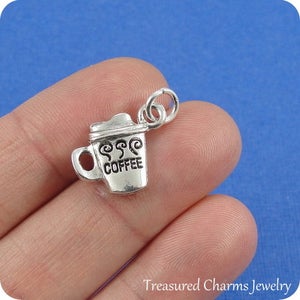 Coffee Mug Charm - Silver Coffee Mug Charm for Necklace or Bracelet