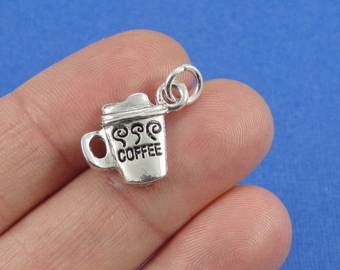 Coffee Mug Charm - Silver Coffee Mug Charm for Necklace or Bracelet