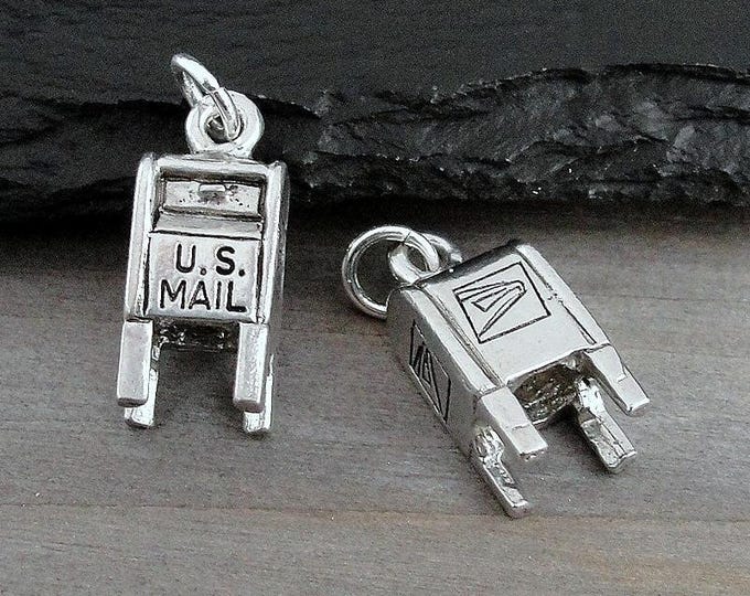Silver Mailbox Charm, 3D Mailbox Pendant, Postal Mail Charm, Mailman Charm, Mail Lady Charm, Mail Carrier Charm, Mailman Gift Jewelry