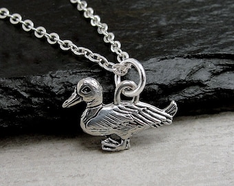Mallard Duck Necklace, Silver Plated Duck Charm Necklace, Ducky Necklace, Ducky Charm, Duck Gift, Duck Jewelry