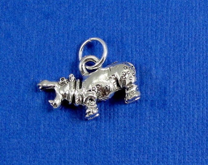 Hippopotamus Charm - Silver Plated Hippo Charm for Necklace or Bracelet