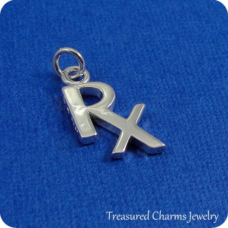 Pharmaceutical RX Symbol Charm Sterling Silver Prescription - Etsy
