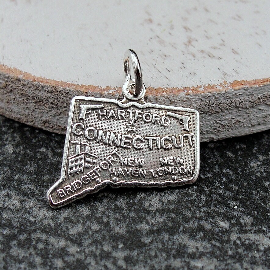 Connecticut State Charm Antiqued Sterling Silver Connecticut State Charm Antiqued Sterling Silver