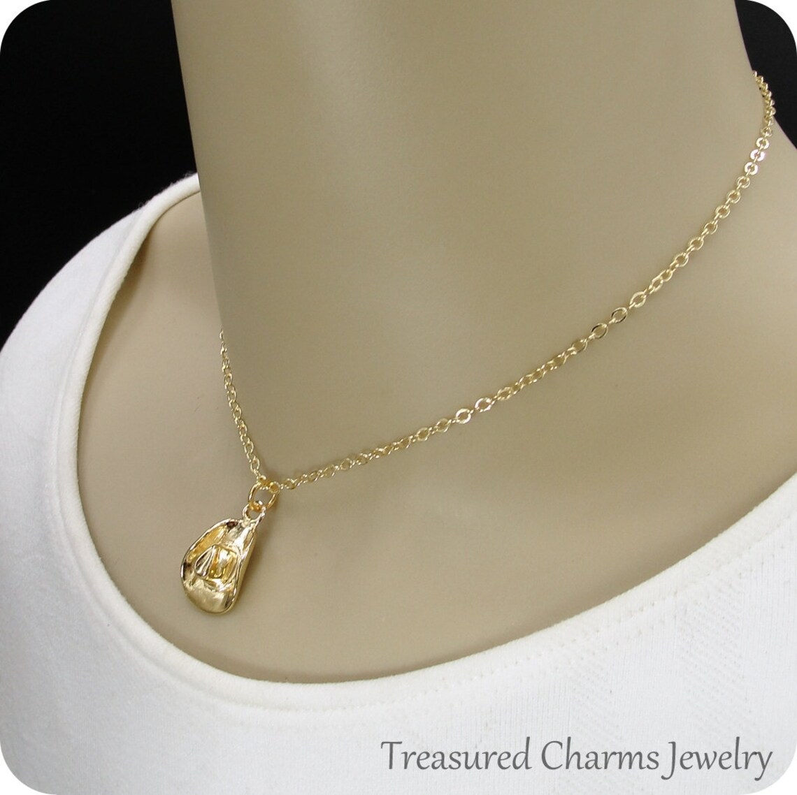 Cowboy Hat Necklace Gold Plated Cowboy Hat Charm on a Gold Etsy