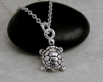 Turtle Necklace, Silver Turtle Charm Necklace, Tortoise Necklace, Tortoise Charm, Turtle Pendant, 3D Turtle Charm Jewelry, Turtle Gift