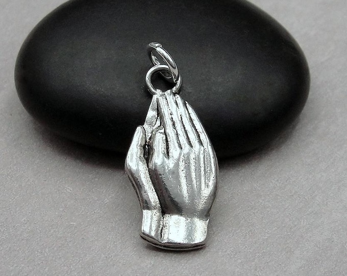Praying Hands Charm, Silver Prayer Charm, Prayer Symbol Charm, Praying Hands Necklace Charm, Religious Charm, Faith Charm, Prayer Gift