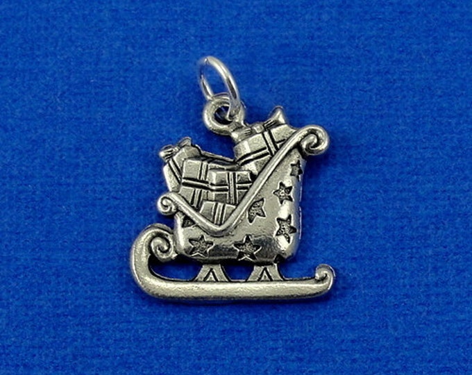Santa's Sleigh Charm - Silver Plated Sleigh Charm for Necklace or Bracelet