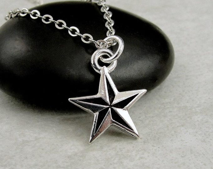 Nautical Star Necklace, Silver Nautical Star Charm Necklace, North Star Necklace, North Star Charm, Sailor's Star Necklace