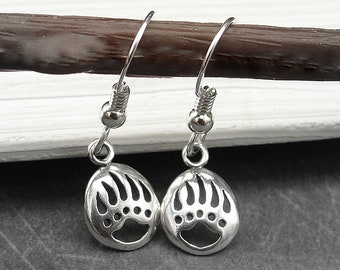 Bear Paw Earrings, 925 Sterling Silver Bear Claw Dangle Earrings, Southwestern Bear Jewelry, Bear Earrings, Paw Print Earrings, Bear Jewelry