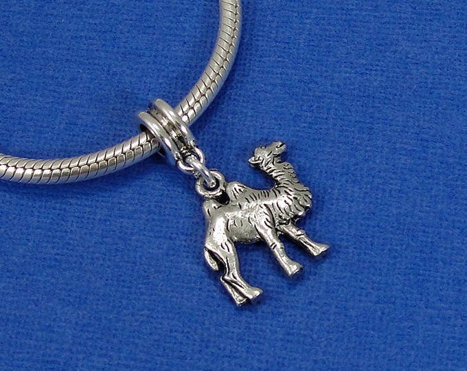 Two-Hump Camel European Dangle Bead Charm - Silver Plated Bactrian Camel Charm for European Bracelet