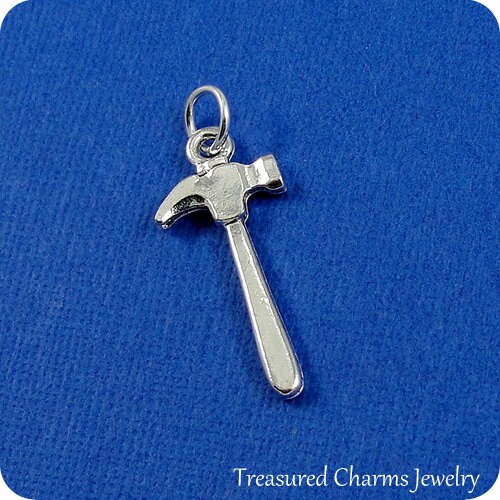 Carpenter Hammer Charm Silver Plated Hammer Charm for Etsy