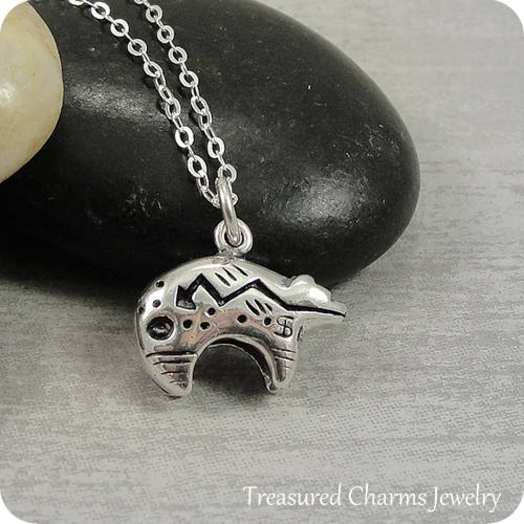 Heartline Bear Necklace Sterling Silver Zuni Bear Charm on a Etsy