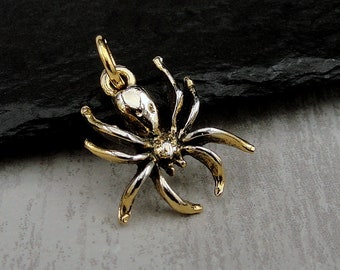 Spider Charm, Gold Spider Charm for Necklace or Bracelet, Halloween Charm, Insect Charm, Creepy Crawly Charm, Spider Themed Gift