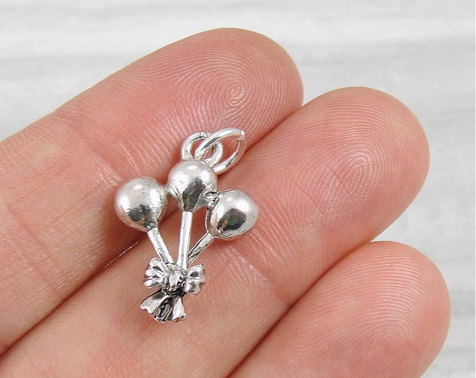 Birthday Balloons Charm - Silver Plated Party Balloons Charm for Necklace or Bracelet