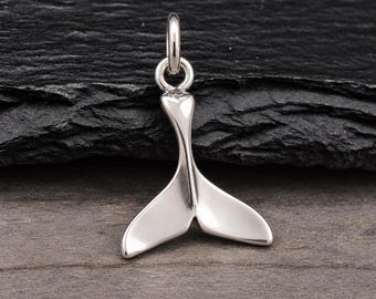 925 Sterling Silver Whale Tail Charm, Whale Fluke Pendant, Ocean Sea Life Charm, Nautical Jewelry, Whale Charm for Necklace or Bracelet