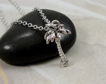 Silver Palm Tree Necklace, 3D Palm Tree Charm, Palm Tree Pendant, Necklace Char, Bracelet Charm, Tropical Paradise Hawaiian Jewelry