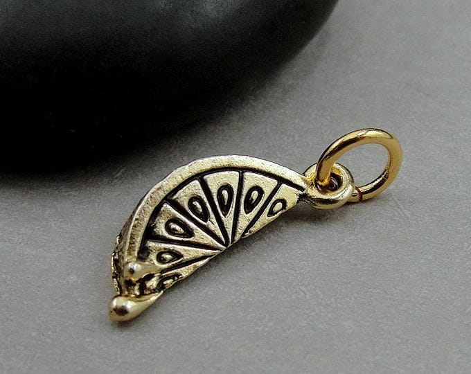 Lemon Charm, Gold Lemon Slice Charm for Necklace or Bracelet, Lemon Wedge Charm, Lemon Slice Pendant, Lemon Themed Gift, Lemon Fruit Jewelry