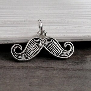 Silver Mustache Charm, Moustache Charm, Facial Hair Charm, Beard Charm, Barber Charm, Barber Gift, Hair Stylist Charm, Hair Stylist Gift