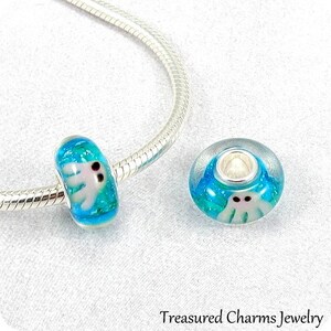 Squid Large Hole Lampwork Glass Bead - 925 Sterling Silver European Bead Charm
