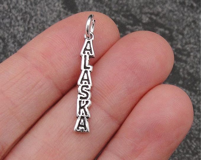 Alaska Charm, Sterling Silver Alaska Pendant, Alaska Souvenir Charm, Alaska Gift, Alaska State Charm, Trip to Alaska Charm, Alaska Memento
