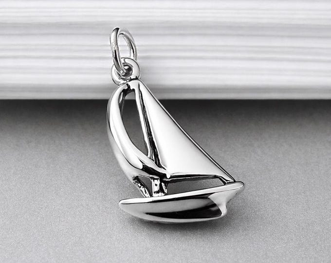 Sterling Silver Sailboat Charm for Necklace or Bracelet, Sailor Pendant, Sailing Jewelry, Boating Gift