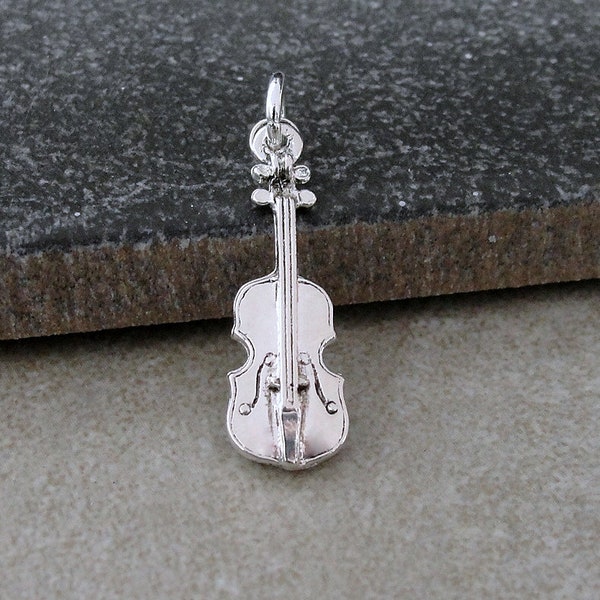 Violin Charm, Silver Violin Charm for Necklace or Bracelet, Fiddle Charm, Cello Charm, Viola Charm, Violin Player Gift, Cello Player Gift