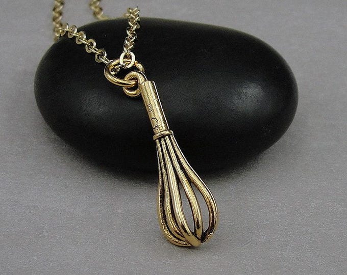 Whisk Necklace, Gold Whisk Charm Necklace, Baking Necklace, Baking Charm, Chef Necklace, Chef Jewelry, Culinary Kitchen Cooking Jewelry Gift