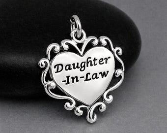 Daughter in Law Charm, Sterling Silver Daughter-in-Law Pendant for Necklace or Bracelet, Daughter Gift Jewelry