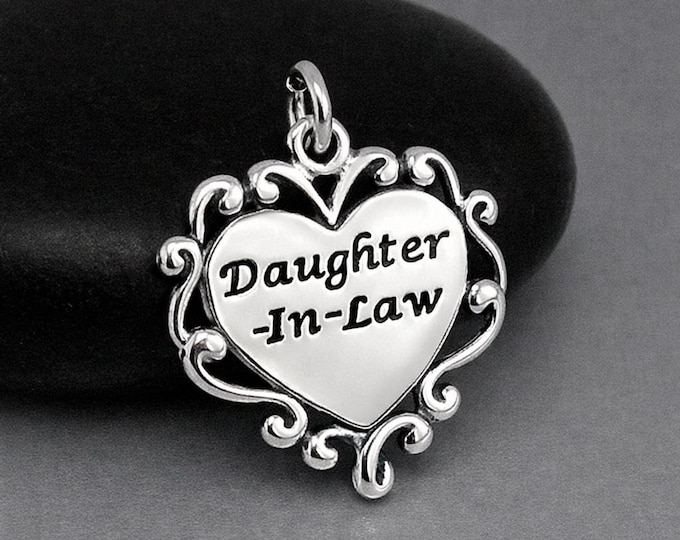 Daughter in Law Charm, Sterling Silver Daughter-in-Law Pendant for Necklace or Bracelet, Daughter Gift Jewelry