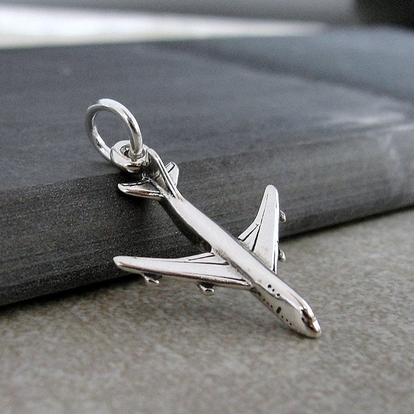 Gold Airplane Necklace - Jet Plane Charm Jewelry - Pilot Flight Attendant  Gift