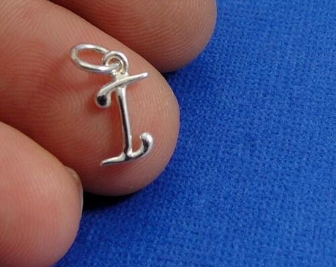 Script Letter I Initial Charm - Sterling Silver Cursive Letter I Alphabet Charm