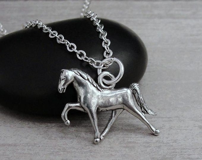 Walking Horse Necklace, Silver Horse Charm Necklace, Tennessee Walking Horse Charm, Equestrian Necklace, Equestrian Gift, Horse Lover Gift