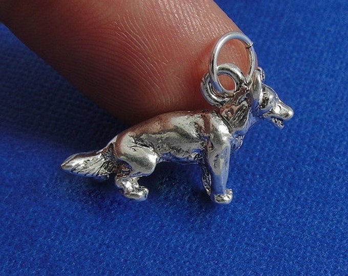 German Shepherd Charm - Silver Plated German Shepherd Dog Charm for Necklace or Bracelet