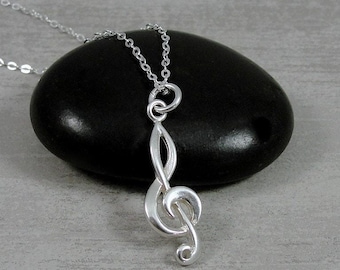 Collar de clave de sol de plata de ley, dije de clave de sol, colgante de clave de sol, collar de música, regalo para profesor de música, regalo para estudiante de música