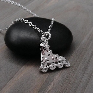 Inline Skates Necklace, Silver Plated Rollerblades Charm Necklace, Inline Skater Necklace, Rollerblading Charm, Inline Skating Gift Jewelry