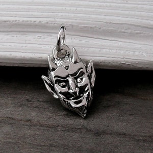 Silver Devil Charm, Devil Face Charm, Satan Charm, Satanic Charm, Evil Charm, Halloween Charm, Lucifer Charm, Beelzebub Charm
