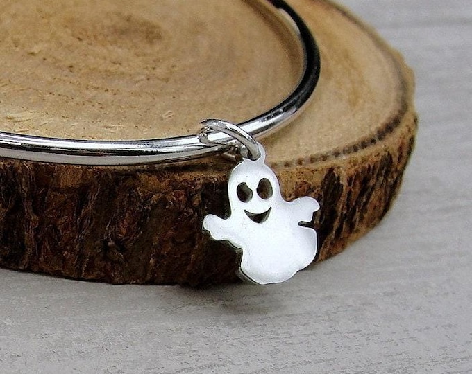 Stainless Steel Ghost Charm, Silver Ghost Charm, Spooky Halloween Ghost Charm, Necklace Charm, Bracelet Charm, Halloween Charm Jewelry