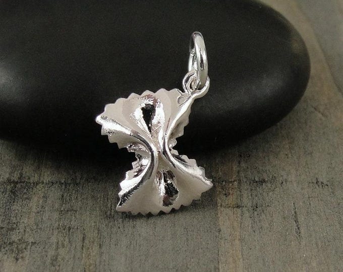 Silver Farfalle Charm, Bowtie Pasta Charm, Butterfly Pasta Charm, Pasta Pendant, Bow Tie Pasta Necklace Charm, Bracelet Charm, Pasta Gift
