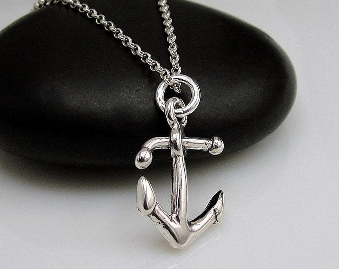 Tiny Anchor Necklace, 925 Sterling Silver Nautical Anchor Charm, Sailing Necklace, Boating Necklace, Marine Necklace, Anchor Gift Jewelry
