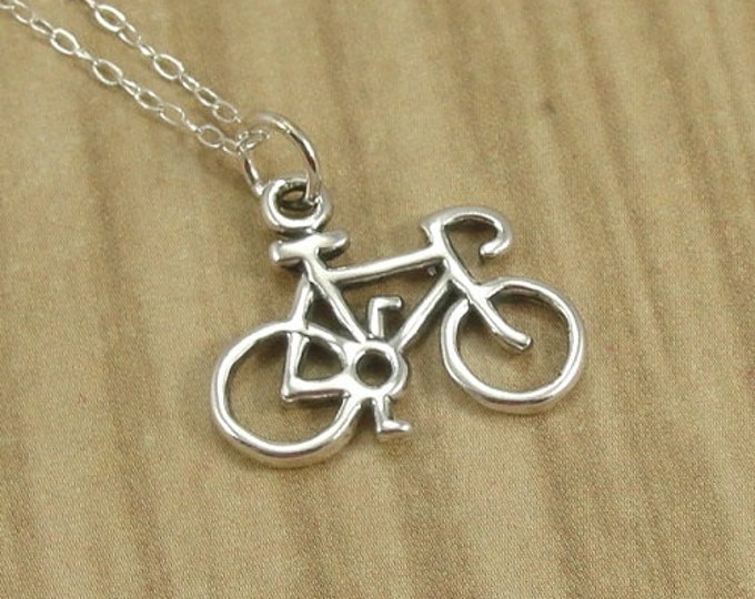 Bicycle Necklace, Sterling Silver Bicycle Charm on a Silver Cable Chain