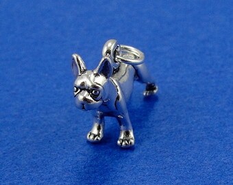 1 Sterling Silver 3D TINY 10x11mm Detailed Boston Terrier Dog Charm 1 Sterling Silver 3D TINY 10x11mm Detailed Boston Terrier Dog Charm