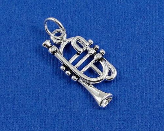 Trumpet Charm - Silver Plated Trumpet Charm for Necklace or Bracelet