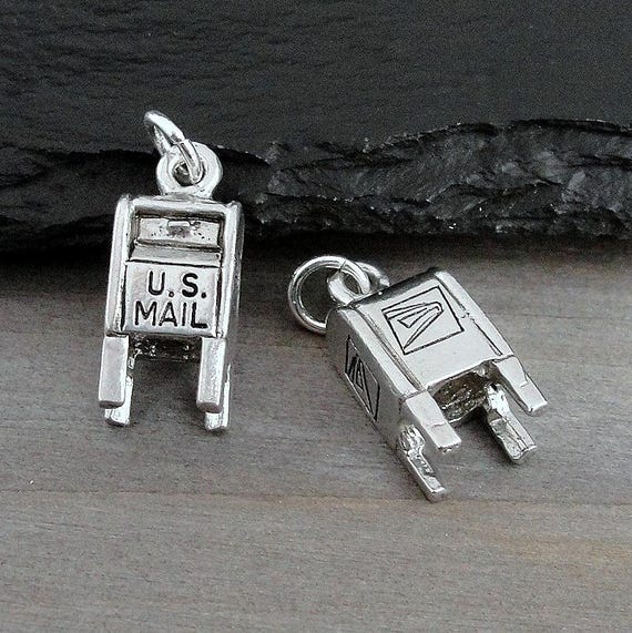 Mailbox US Mail Postal Charm Sterling Silver Mailbox US Mail Postal Charm Sterling Silver