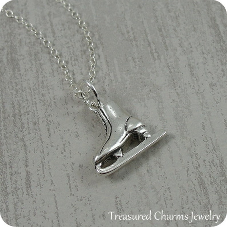 Ice Skate Necklace Silver Figure Skating Charm on a Sterling Etsy