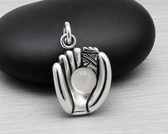 925 Sterling Silver Catcher's Mitt Charm, Baseball Glove Charm, Softball Glove Charm, Baseball or Softball Pendant, Softball Player Gift