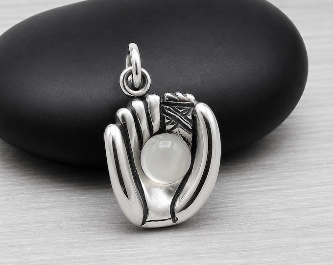 925 Sterling Silver Catcher's Mitt Charm, Baseball Glove Charm, Softball Glove Charm, Baseball or Softball Pendant, Softball Player Gift
